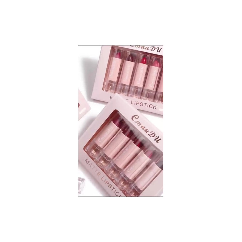 Set De 5 Labiales Mate Hidratantes Cmaadu, Fácil De Aplicar