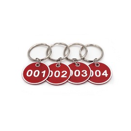 NanTun Aluminum Alloy Metal Key Tag Set, Number ID Tags Key Chain, Numbered Key Rings, 50 pieces - Red -1 to 50