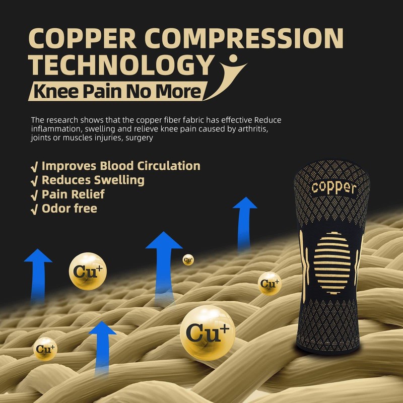 Pack of 2 Copper Knee Support for Men and Women,