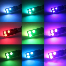 VS 2X LED T10 W5W Lampadina Luce Laterale con Cuneo Luminoso con Telecomando per Luci Interne Luci Targa Luci Posizione 5050 6-SMD 168 175 194 921 2825 2827 Multicolore RGB