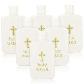 iplusmile 6Pcs Church Holy Water Bottles for Baptism and Exorcism and Reusable with Unique Safety Cap Design with Logo for Storage and Daily Use