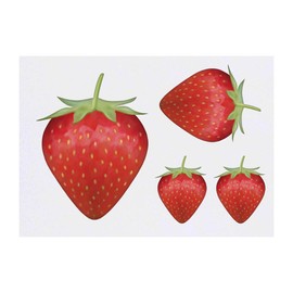 4 x 'Strawberry' Temporary Tattoos - Water Resistant, Skin-Safe, Non-Toxic Transfers, Mixed Sizes (TO00014818)