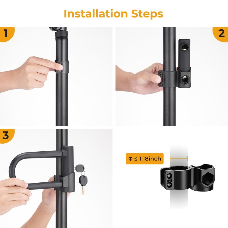 iScooter U Lock with 4ft Cable and Mounting Bracket, Scooter