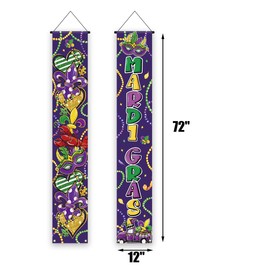 Mardi Gras Porch Banner New Orleans Brazi Carnival Welcome Sign Fat Tuesday Masquerade Banner Mardi Gras Decorations for Home Party