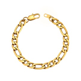 Supcare Mens Bracelet Gold, 9MM Figaro Chain Stainless Steel Bracelets 21cm, Dad's Bracelet Chain