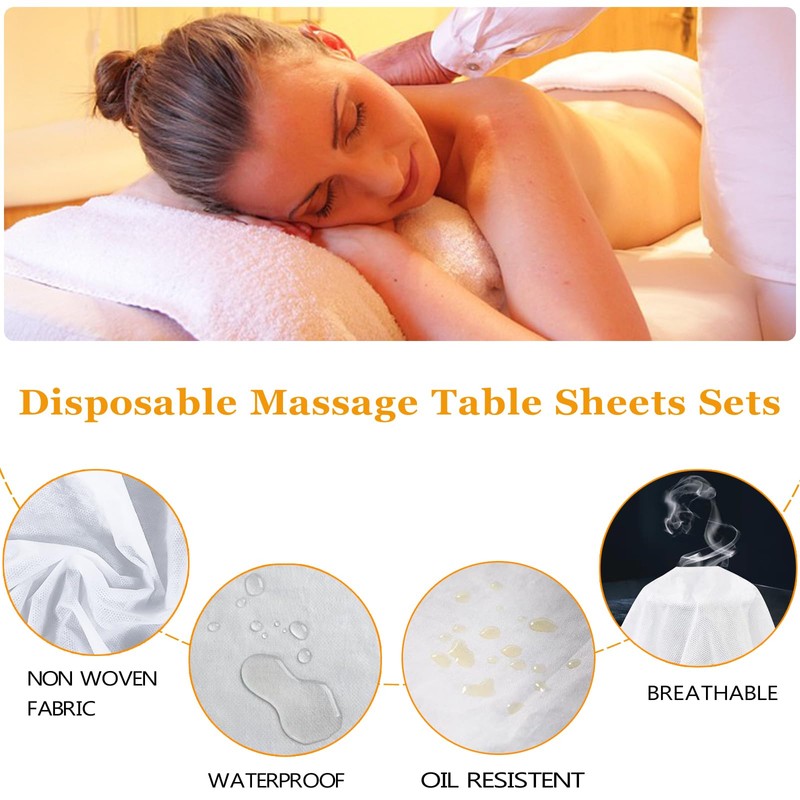 10 Pcs Disposable Fitted Massage Table Sheets with Face Hole