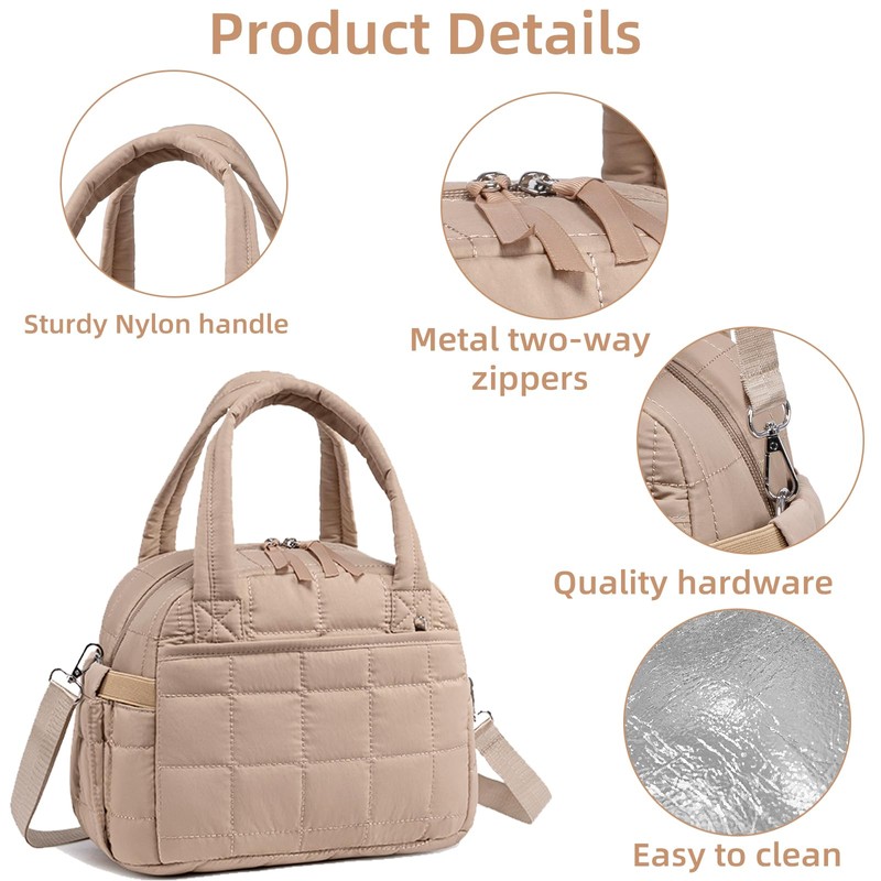 LEDAOU Lunch Box for Women Lunch bag Quilted Puffer Lunch
