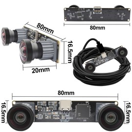 MMlove Monochrome USB Stereo Camera Module with Synchronous Dual Lens and Global Shutter,800P 120fps Wide Angle High Speed 3D Webcam, for VR Face Recognition,PC/Laptop/Raspberry Pi