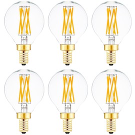 SHUWDKAR E12 Globe Bulb 60 Watt Equivalent Dimmable Warm White 2700K, LED 6W E12 Round Bulb for Chandeliers,Ceiling Fan,Vanity Lights, Pack of 6