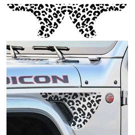 Leopard Cheetah Side Fender Vent Decal Compatible with Jeep Wrangler JL & Gladiator 2018-2024 Black Matte Decals(1 Pair)