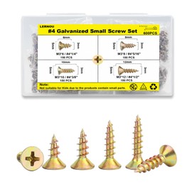 600PCS Wood Screws Assortment, M3 Countersunk Self Tapping Screws, Zinc Galvanized Screws, Multi Purpose DIY, Furniture & Repairs