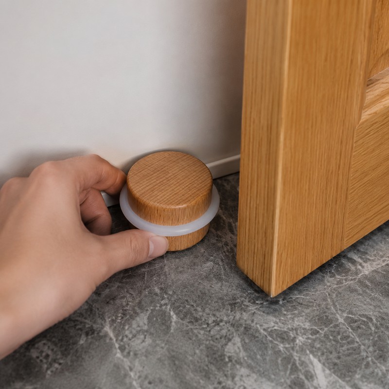 Self-Adhesive No-Drill Door Stopper – Silicone Ring Wall and Furniture