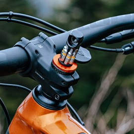 Granite Stash RT Ratchet Bike Multitool with 9 Bits Stored Inside Tapered Fork Steerer - Spring Loaded Tool Holder for Easy Access - Compact Bike Tool Kit for BMX Bike, Mountain Bike (Orange)