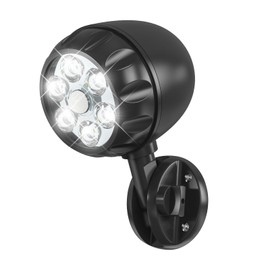 Battery Motion Sensor Light Outdoor - 600 LM Battery Operated Motion Lights Outdoor 6 LEDs 400sqft - 6000K Auto On Off 360° Adjustable Battery Flood Lights Outdoor Waterproof - 1-Pack - Black