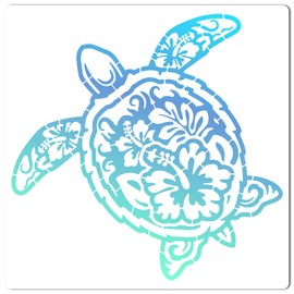 GORGECRAFT 11.8x11.8 Hollow Out Sea Turtle Stencil Ocean Animal Hibiscus Flower Painting Stencils Reusable Large Hawaiian Summer DIY Drawing Templates for Painting on Wood Floor Furniture Bag