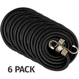 6 Pack 72-Inch Long Bungee Cords, Heavy Duty Bungee Straps With Durable Metal Hooks for Bikes, Camping, Outdoors, Great for Tie Downs, and Secure Your Cargo, Weatherproof, Abrasion Resistant - Ram Pro