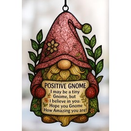 Duducraft Gnome Gifts Suncatcher with Story Card and Envelope, Inspirational Gifts for Women, Men, Positive Affirmations Cards