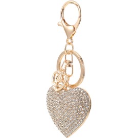 minkissy Llavero Corazón Brillante Con Diamantes De Imitación Para Mujer Llavero Para Bolsos O Mochilas Accesorio Decorativo Y Práctico De Aleación 4.01X1.65X0.78In