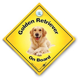Golden Retriever Car Sign, Dog Car Sign, Dog on Board, Suction Cup Car Window Sign, Beware of The Dog Sign, Dog Vehicle Sign, Suction Cup Car Window Sign, Baby On Board, Dog Decal, Dog Bumper Sticker