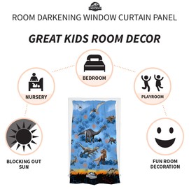 Franco Panel de Cortina para Ventana de oscurecimiento para habitación Infantil, Jurassic World, 106 cm x 160 cm, 1