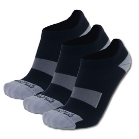 Pure Athlete Recycled Yarn Socks- Eco friendly, Anti-Blister, Athletic No Show socks for Men and Women (3 Pack- Black/Grey, Small)