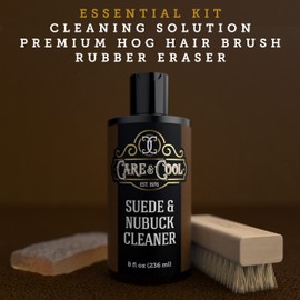 Care & Cool Suede and Nubuck Cleaner Kit (8 oz) Restores Color & Vibrancy to Shoes Clothes, and Furniture (Essential Kit)