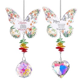 KBRPEY Wind Chime Butterfly Shape Love Heart Design Craft Glitter Garden Balcony Decorations