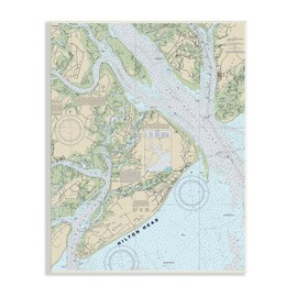 Stupell Industries Hilton Head South Carolina Coastal Nautical Map, Designed by Daphne Polselli Wall Plaque, Tan