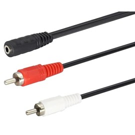 PENCILUPNOSE© 3.5mm FEMALE STEREO to 2 RCA MALE AUDIO CABLE LEAD ADAPTER