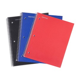 Mintra Office Durable Spiral Notebooks, 1 Subject, (Black, Blue, Red, College Ruled 3 Pack), 100 Sheets, Poly Pocket, Moisture Resistant Cover, Strong Chipboard back, For School, Office, Business