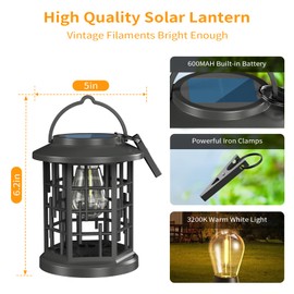 Woenergy Solar Lanterns Outdoor Waterproof, Upgraded Bright Hanging Solar Lights for Outside,Solar Powered Lanterns Lighting LED for Garden Patio Yard Decorative 2 Pack (Warm Light)