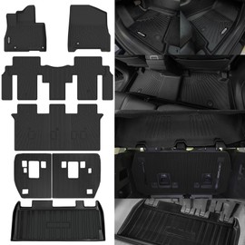 NQOQN All Weather Floor Mats for Kia Carnival 8 Seater 2022 2023 2024 2025 Floor Mats & Trunk Mat & Backrest Mats for Kia Carnival Accessories Guard Odorless Anti-Slip Floor Liner