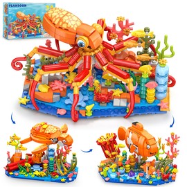 PLAXSOON 3-in-1 Octopus Turtle Fish Construction Set, Fun Sea Animal Figures Building Toy for Home Decor, 493 Pieces Building Blocks, Birthday Gift for Adults, Teenagers, Boys, Girls, Age 6-12