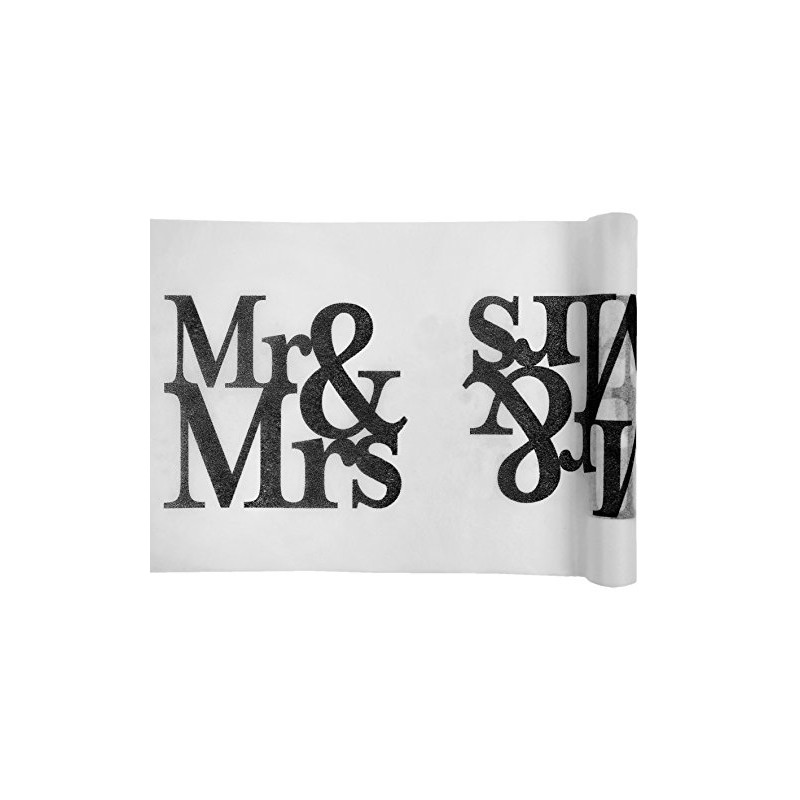 Santex Mr & Mrs Table Runner, Fabric, White, 500 x