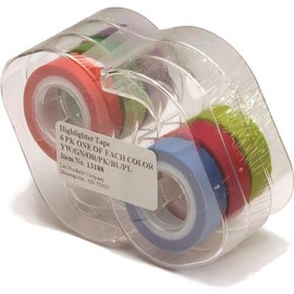 Lee Removable Highlighter Tape, 1 Roll of Each of 6 Standard Colors, 1/2-Inch with Dispenser (13188)