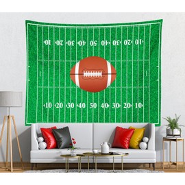 Loccor 6x4ft Football Tapestry Photo Backdrop America Rugby Stadium Field Game Strategy Tactics End Zone Touchdown Tapestries Sports Competition Theme Wall Hanging Bedroom Living Room Dorm Home Decor