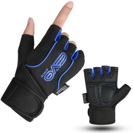 EVO Fitness Gym Gloves for Men & Women - Breathable Weight Lifting Gloves, Workout Gloves, CrossFit, Cycling, Training, Enhanced Grip & Palm Protection, Perfect for Weightlifting (Blue, S)