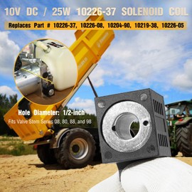 10226-37 Solenoid Coil, 10v DC, 25W, Single Lead Wire, Fits Valve Stem Series 08 80 88 98, Hydraulic Power Unit Lift Dump Trailer Solenoid