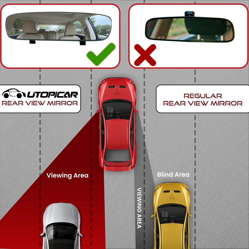 Universal Car Rear View Mirror - Truly Frameless Clip-On Wide