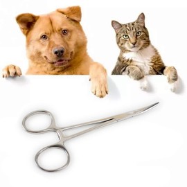 Hemostat Forceps,Stainless Steel Forceps for Fishing,Hemostat Forceps for Dog Ear Cleaning with Curved Tip,Ear Hair Grooming Clamp Scissors for Dog Cat Pet