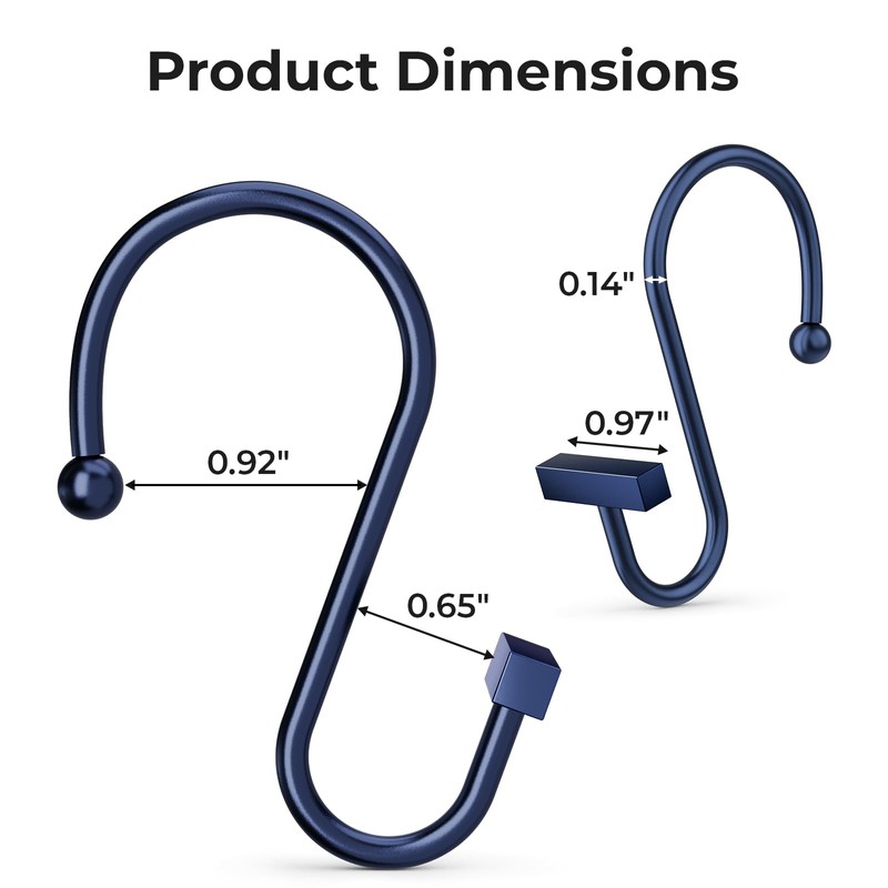 Navy Blue Shower Curtain Hooks, Bathway Shower Curtain Rings Rust
