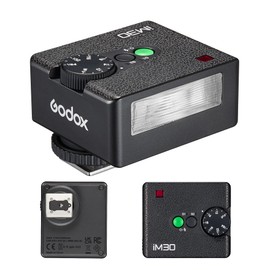 Godox iM30 Mini Flash Camera Flash GN 15 7 Power Levels Mini Manual Flash for Fuji, for Canon, for Nikon, for Sony, for Olympus Camera CCT 6500K±200K with S1/S2 Optical Control