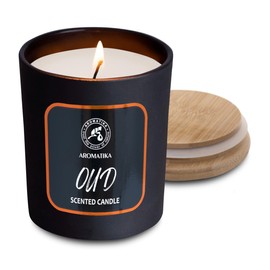 AROMATIKA trust the power of nature Duftkerze Oud 200g - Aroma Kerze - Aromatherapie Sojawachs Kerze - Duftkerze für Hause - Duftkerze im Glas - Kerzen für Raumduft - Geschenk für Männer