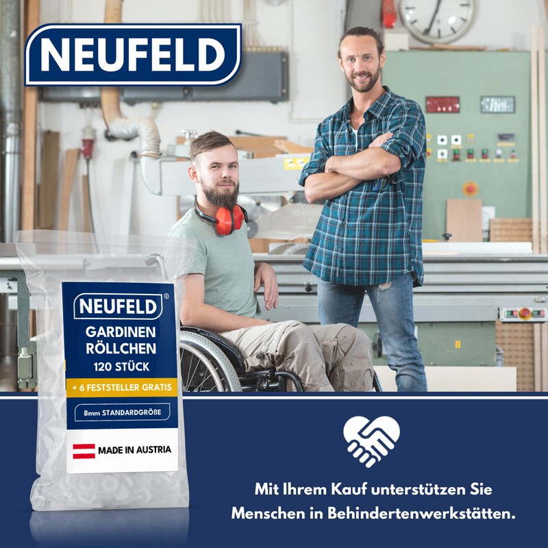 NEUFELD® 120 Curtain Rollers For Inner Track Rails (including 6