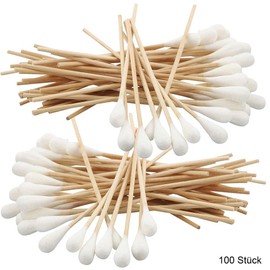 100 x 15 cm Wide Head - Cotton Support, Kosmetex Cotton Buds, Wooden Stick with Thick Cotton Head, 100 x Wide Head