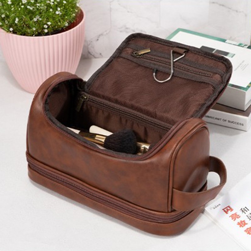 PU Leather Toiletry Bag Large Capacity Travel Organizer Bag with