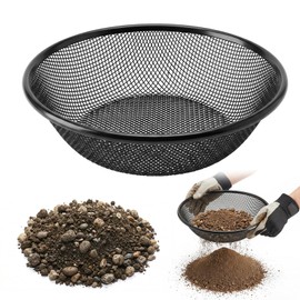 1PCS Soil Sifter for Gardening, 11.8" W Rock Sifter for 5 Gallon Bucket, 3mm Mesh Galvanized Steel Sifting Screen Dirt Sifter for Compost, Worm, Leaves, Sawdust, Rocks, Sand and Gravel