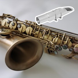 Yibuy Silver Plated Copper 5# Tenor Saxophone Ear Mouthpiece with Cap & Reggae