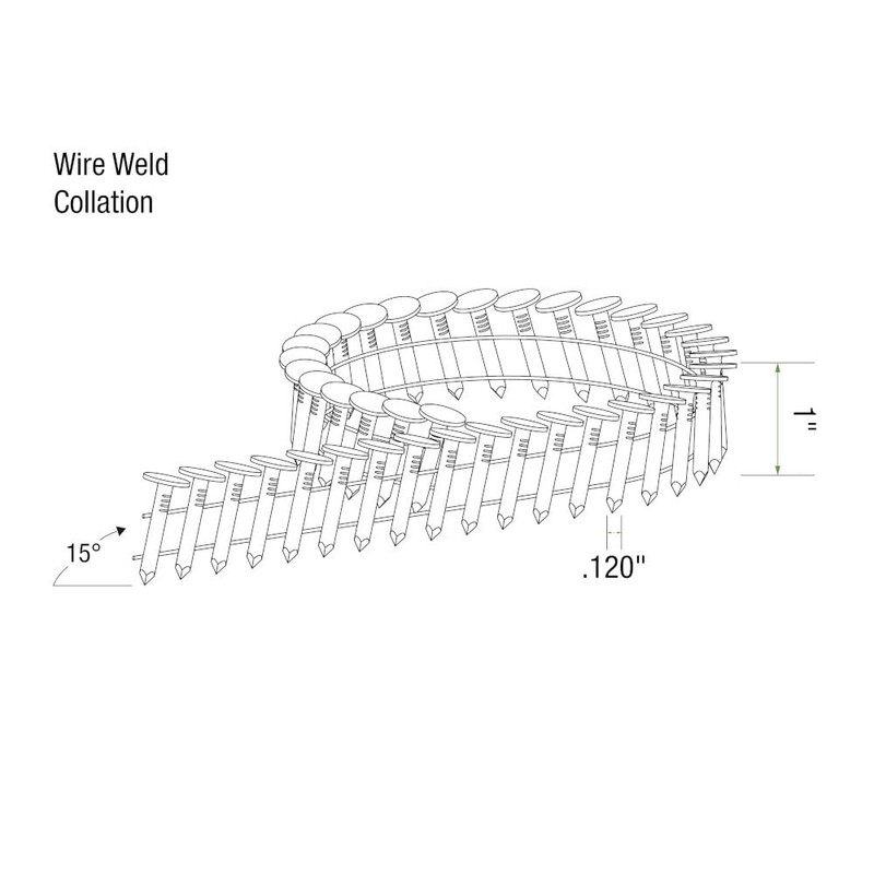 Grip Rite GRCR2DGAL 1" by 15° Galvanized Coil Roofing Nail