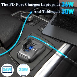 90W 12V USB Power Strip Wall Mount, Dual 36W USB C and QC 18W Car USB Port Charger with Voltmeter Switch, Waterproof Multi Port Socket 12V Accessories for Car Bus RV Truck